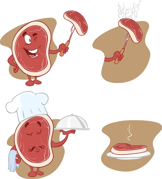Cartone animato bistecca personaggio — Vettoriale Stock