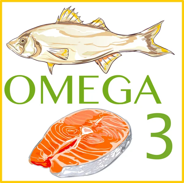 การวาดรูปปลาโอเมก้า3 — ภาพเวกเตอร์สต็อก