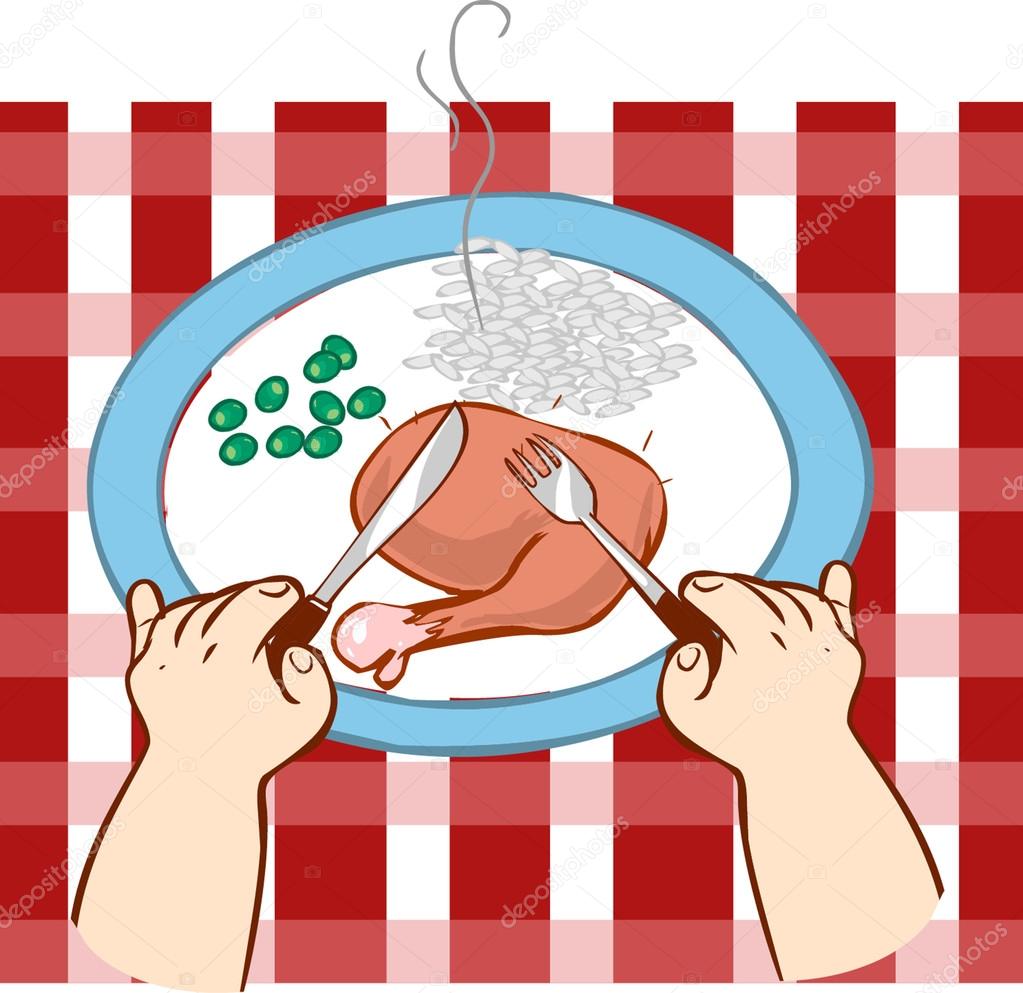 eating at the table illustration