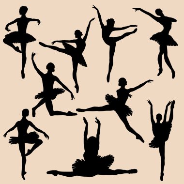 Balerin siluet siyah ayarla 