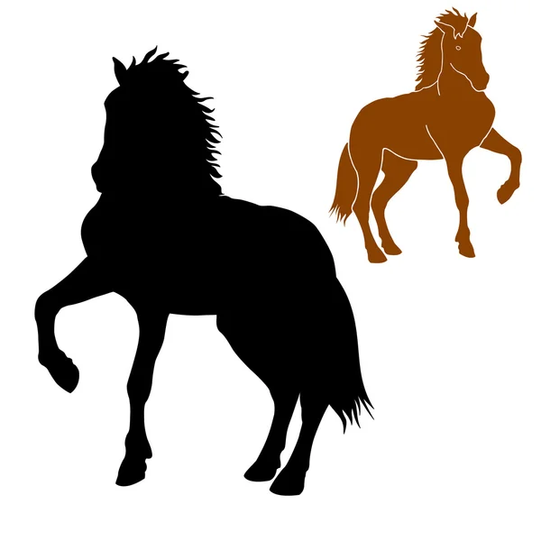 Zwarte paard silhouet vector illustratie set — Stockvector