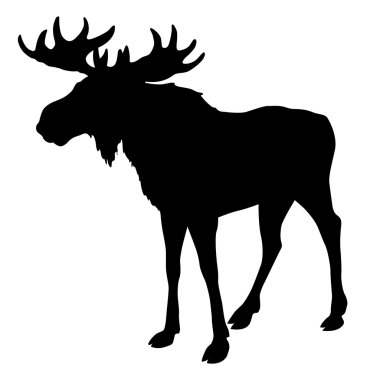 moose silhouette, black isolated  clipart