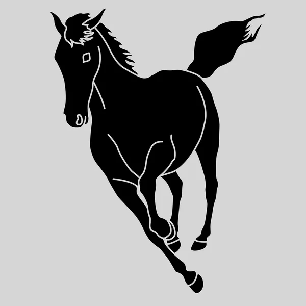 Silhouette cheval noir isolée — Image vectorielle