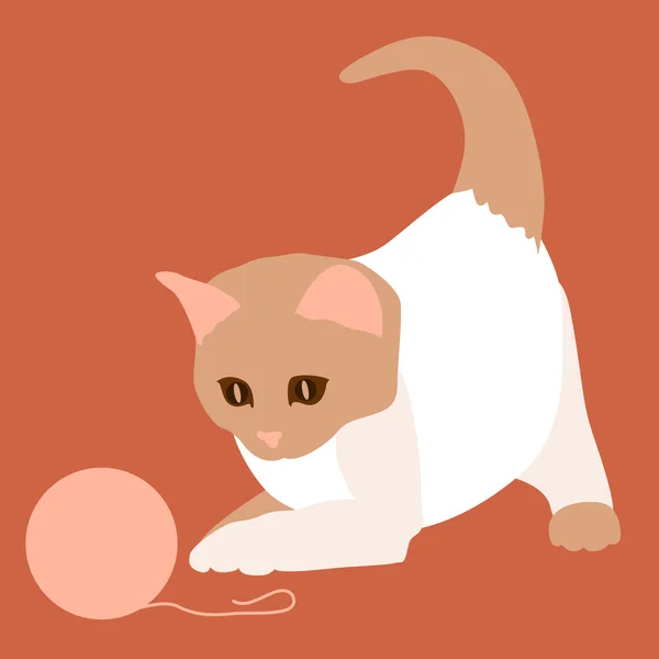 Wit katje met ballen — Stockvector