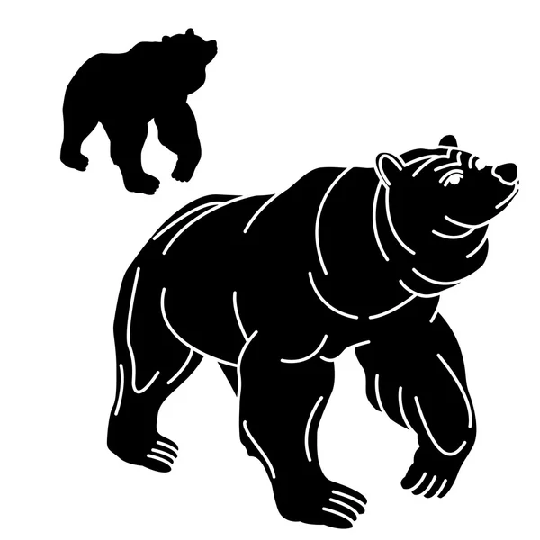 成人的黑熊剪影 — 图库矢量图片