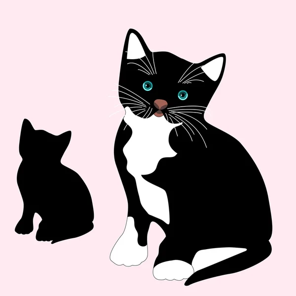 Black kitten sits realistic — Stock Vector