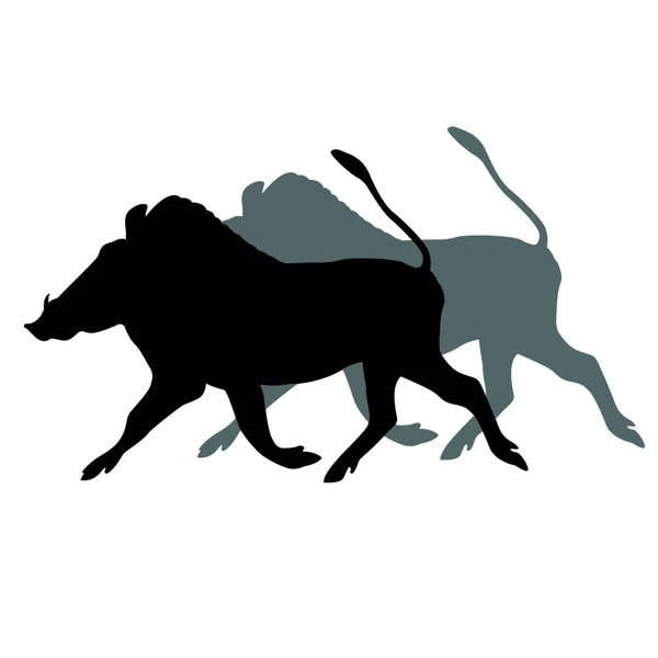 Africké warthog černá silueta — Stockový vektor