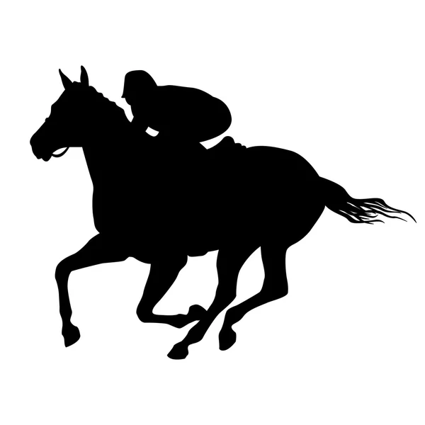 孤立的马骑手黑色剪影 — 图库矢量图片