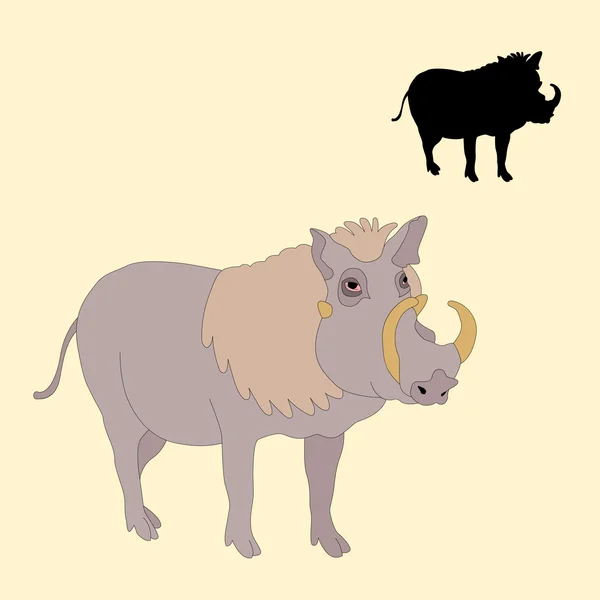 Adulte warthog ensemble réaliste — Image vectorielle