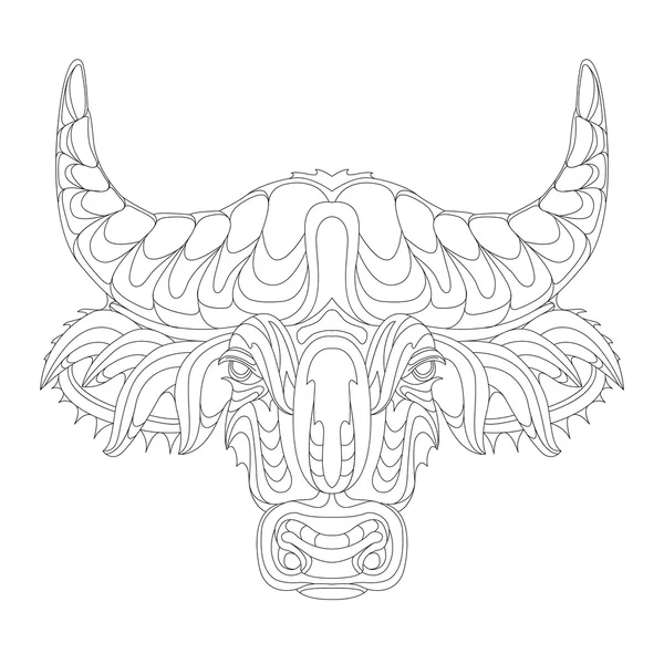 Hoofd van de Kafferbuffel gestileerde afbeelding — Stockvector