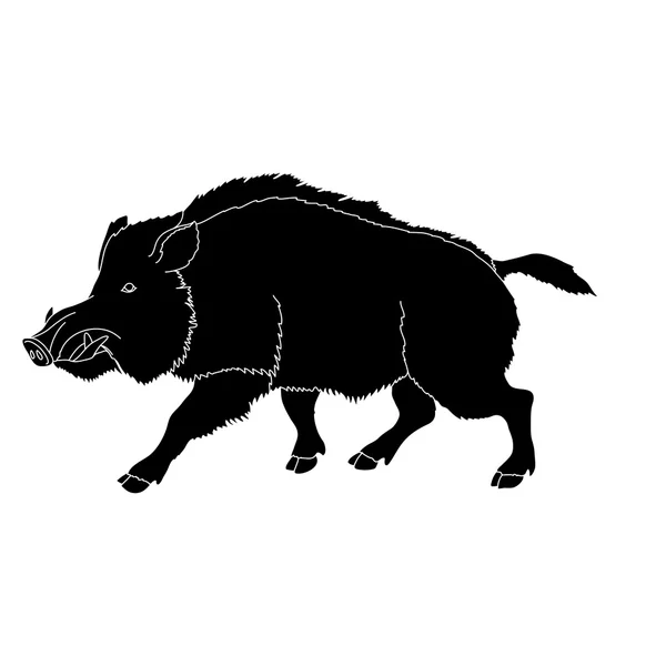 Silueta de jabalí negro vector ilustración — Vector de stock