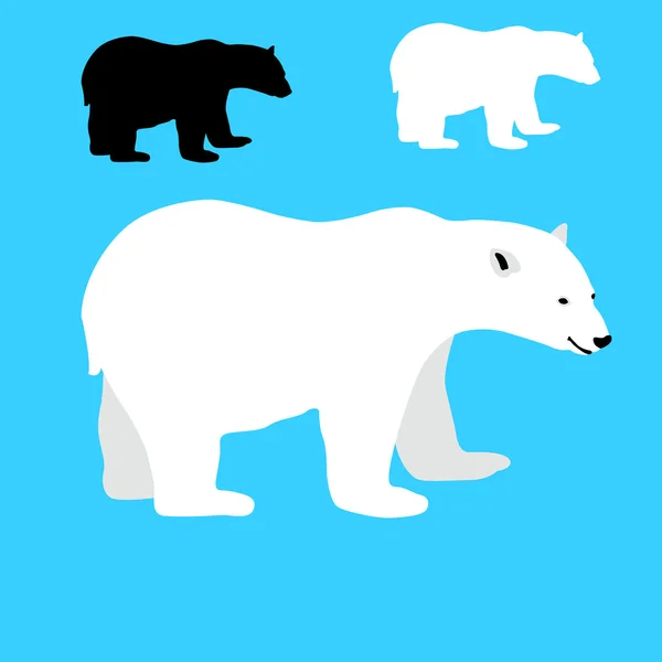 白色北极熊剪影集 — 图库矢量图片
