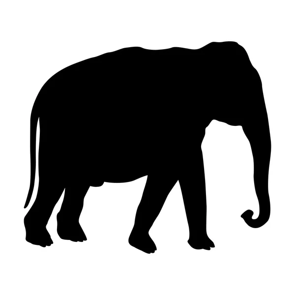 Elefante macho adulto silueta negra — Vector de stock