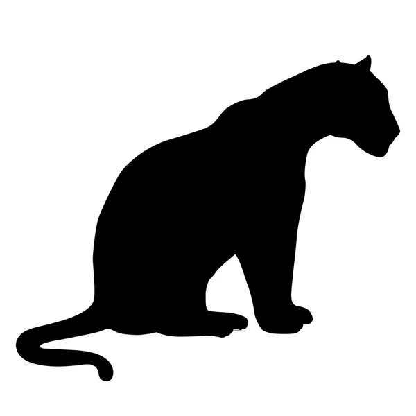 Λεοπάρδαλη κάθεται ένα μαύρο περίγραμμα Διάνυσμα Αρχείου