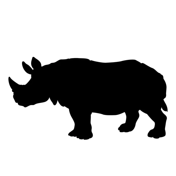 Silhouette rhinocéros noir adulte — Image vectorielle