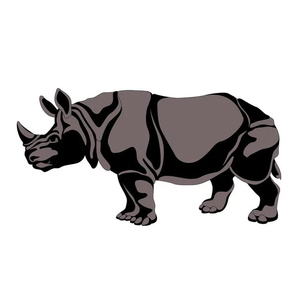 Adult black gray  rhino silhouette — Stock Vector