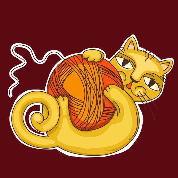 Sarı yavru kedi oyun — Stok Vektör