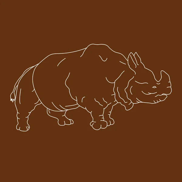 Dibujo de contorno rinoceronte — Vector de stock