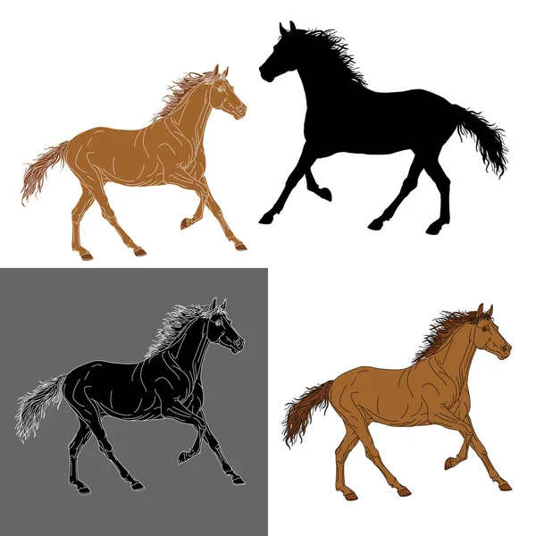 Набор силуэтов лошади — стоковый вектор