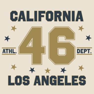 Atletizm baskı pulu, California tişört grafikleri, klasik spor tişört baskısı tasarımı. Vektör illüstrasyonu