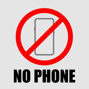 Akıllı telefon yasağı simgesi, cep telefonu yasağı işareti, uyarı ve kısıtlama etiketleri için akıllı telefon kullanımını durdurma grafiği.