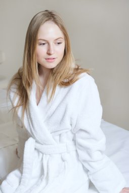 Spa Woman. Beautiful Girl After Bath . Perfect Skin. Skincare. Young Skin