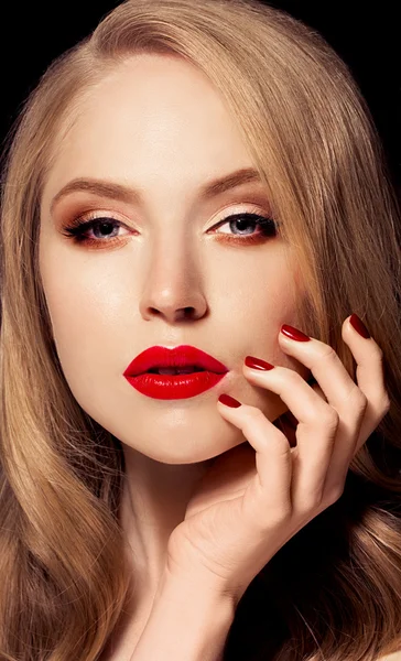 Beautiful young model with red lips Stock Picture