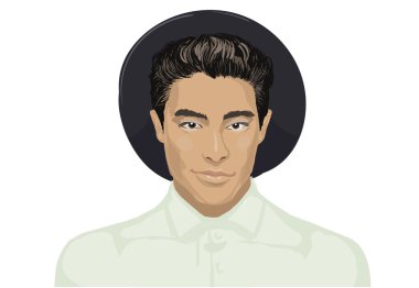 Portre yakışıklı delikanlı yüz. Pan Asya erkek portre. Şık büyüleyici genç adam yüz. Beyaz arka plan üzerinde bir hipster Asya adam portresi. Gözlüklü güzel Asya öğrenci