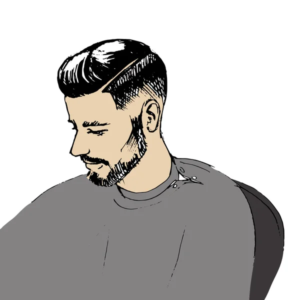 Cheveux Barbe Belle Brunette Man Cheveux Longs Sains Modèle Beauté — Image vectorielle