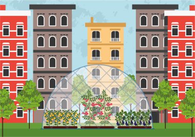 Greenhouse in the city clipart