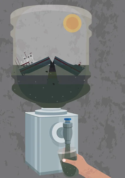 Ilustración de la contaminación del agua — Vector de stock