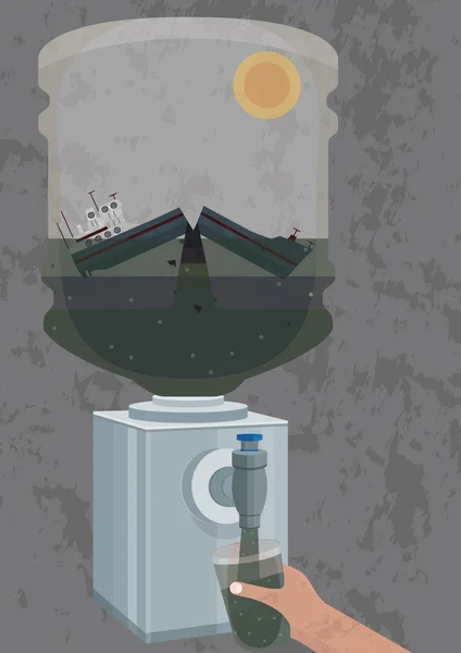 Ilustración de la contaminación del agua — Archivo Imágenes Vectoriales