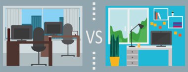 Office vs home clipart