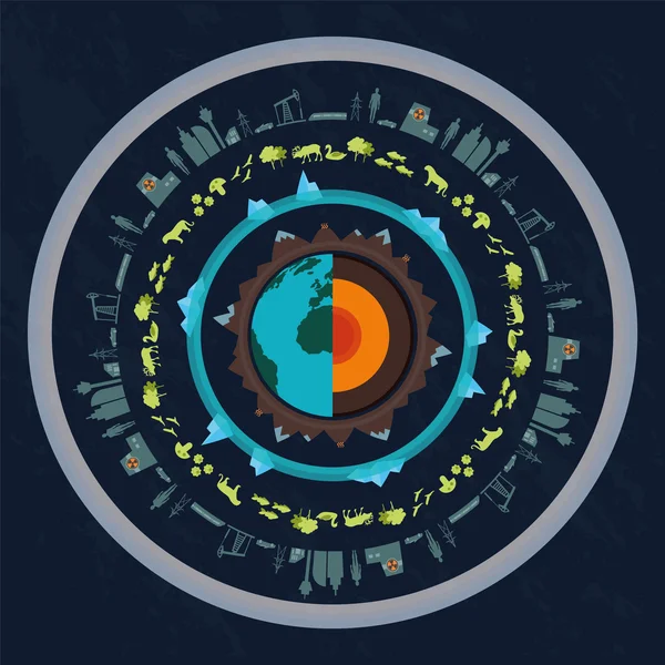 Geosfera e estrutura da Terra —  Vetores de Stock