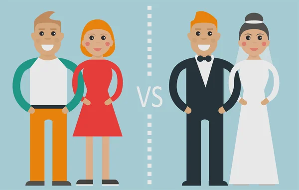 Konkubinat vs tradycyjne małżeństwo — Wektor stockowy