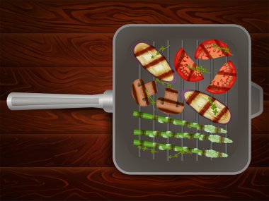 Izgara tava sebze kekik ahşap 2 ızgara