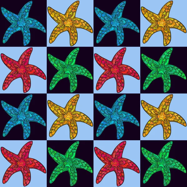 Estrela do mar Zentangle padrão colorido 5 — Vetor de Stock