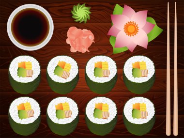 Suşi Rulo Set Soya Sause Zencefil Chopsticks 6