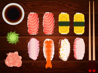 Sashimi Set Soya Sause Zencefil Chopsticks Ahşap 5