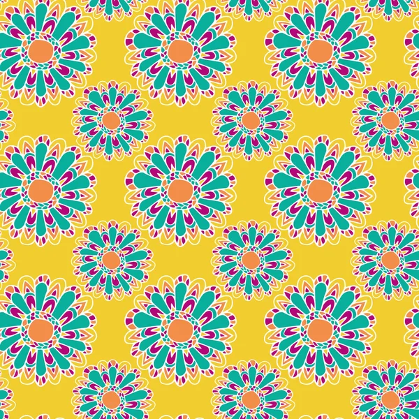 FLEURS JAUNE VIOLET BLEU PATTERN — Image vectorielle