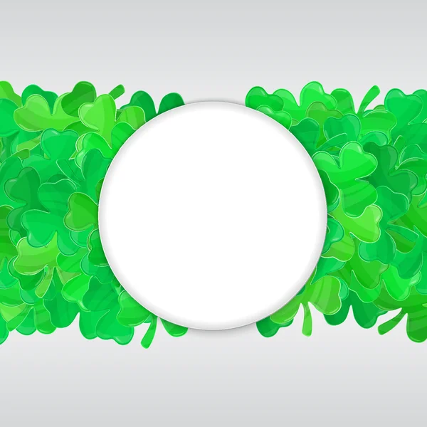 Patricks day green clover frame cartoon white 1 — Stock Vector