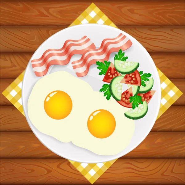 BREAKFAST EGGS SALAD BACON — Stock Vector