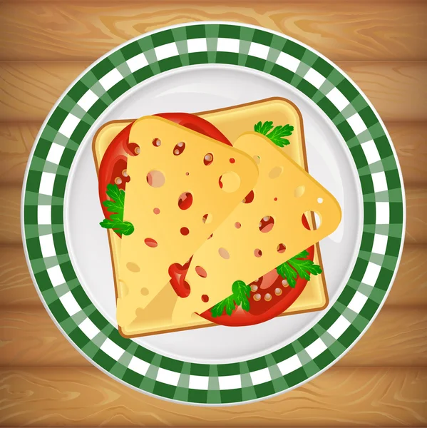 Toast szendvics sajttal paradicsommal petrezselyem — Stock Vector