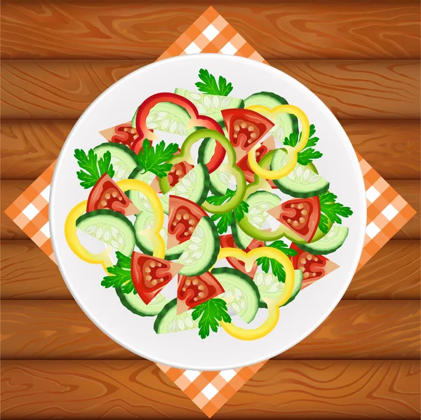 DIET SALAD TOMATO CUCUCUCUMBER PAPRIKA — Vetor de Stock