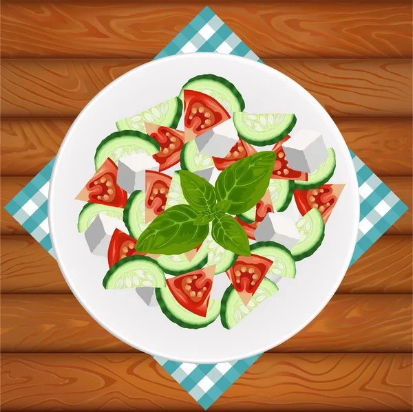 Salade Griekse Feta basilicum — Stockvector