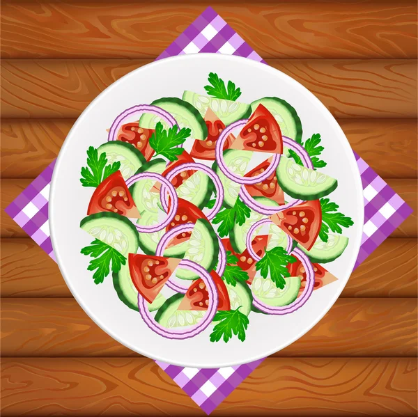 SALAD TOMATO CUCUCUMBER ONION — Vetor de Stock