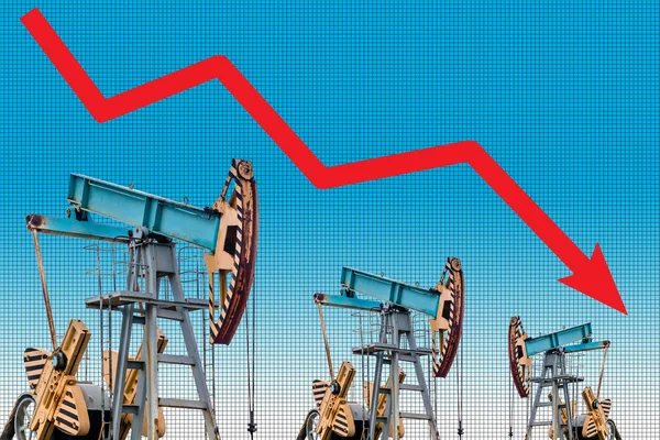 Crise des prix du pétrole. Graphique de chute des prix du pétrole illustration . — Photo