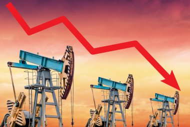 Petrol fiyatı kriz. Petrol fiyatı sonbahar grafik illüstrasyon.