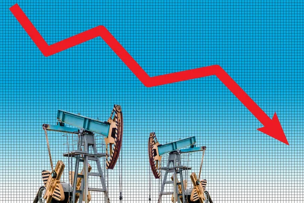 Crise des prix du pétrole. Graphique de chute des prix du pétrole illustration . — Photo