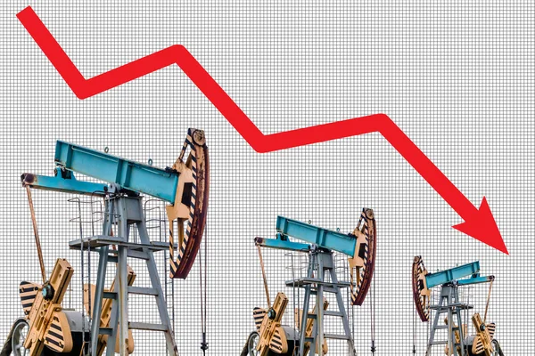 Crise des prix du pétrole. Graphique de chute des prix du pétrole illustration . — Photo